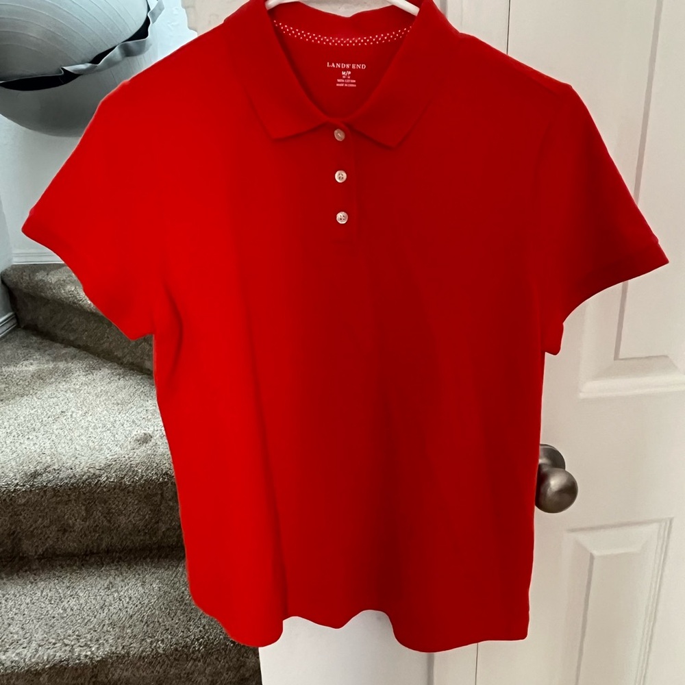 Lands' End Vibrant Red Collared Shirt